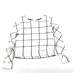 Ann Taylor Loft Windowpane Plaid Sweater Crop 29